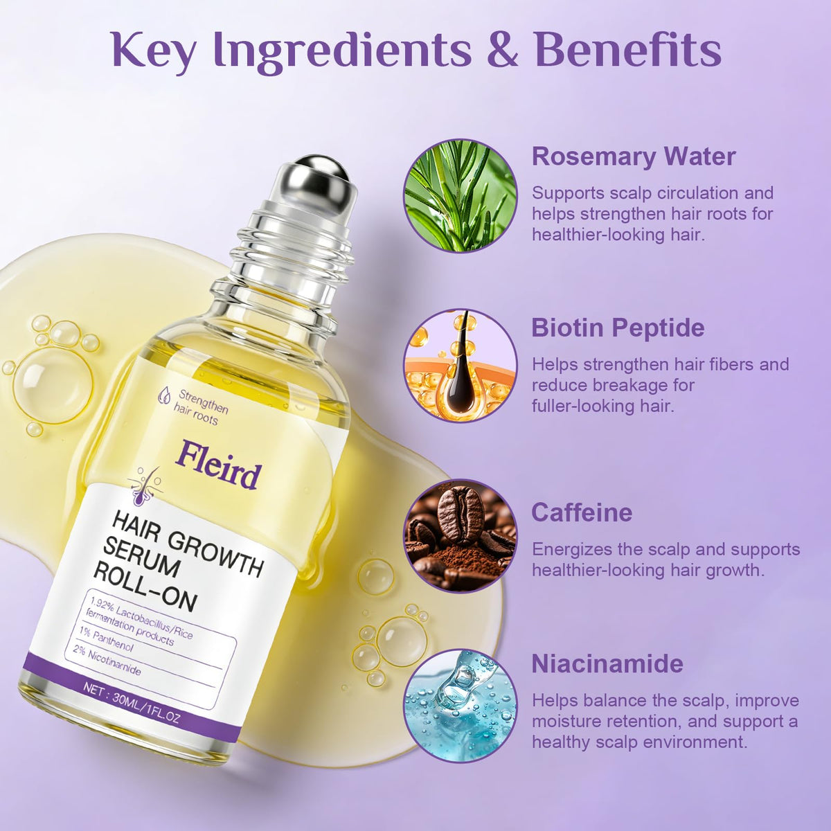 Fleird label showing ingredients and Fleird X7 technology benefits