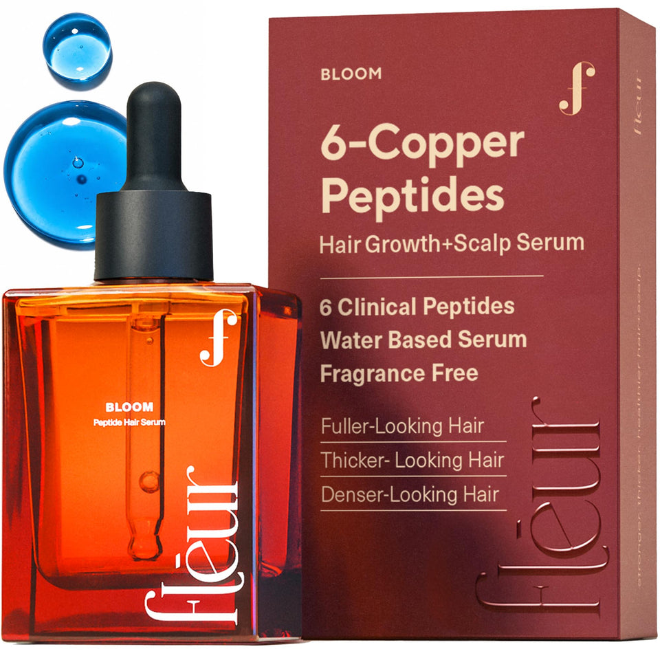 Fléur Bloom front packaging showing bottle and box, brand clarity and benefit