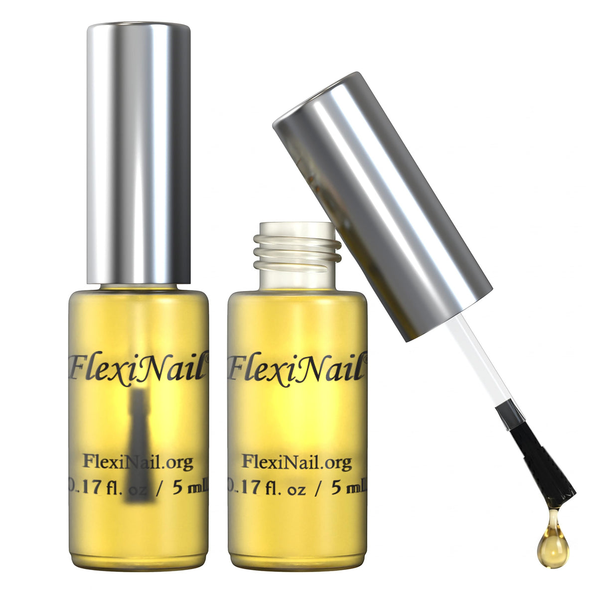 FlexiNail front bottle view showing label and ease of daily application benefit
