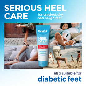 Flexitol being applied to heel to moisturize and soften rough skin