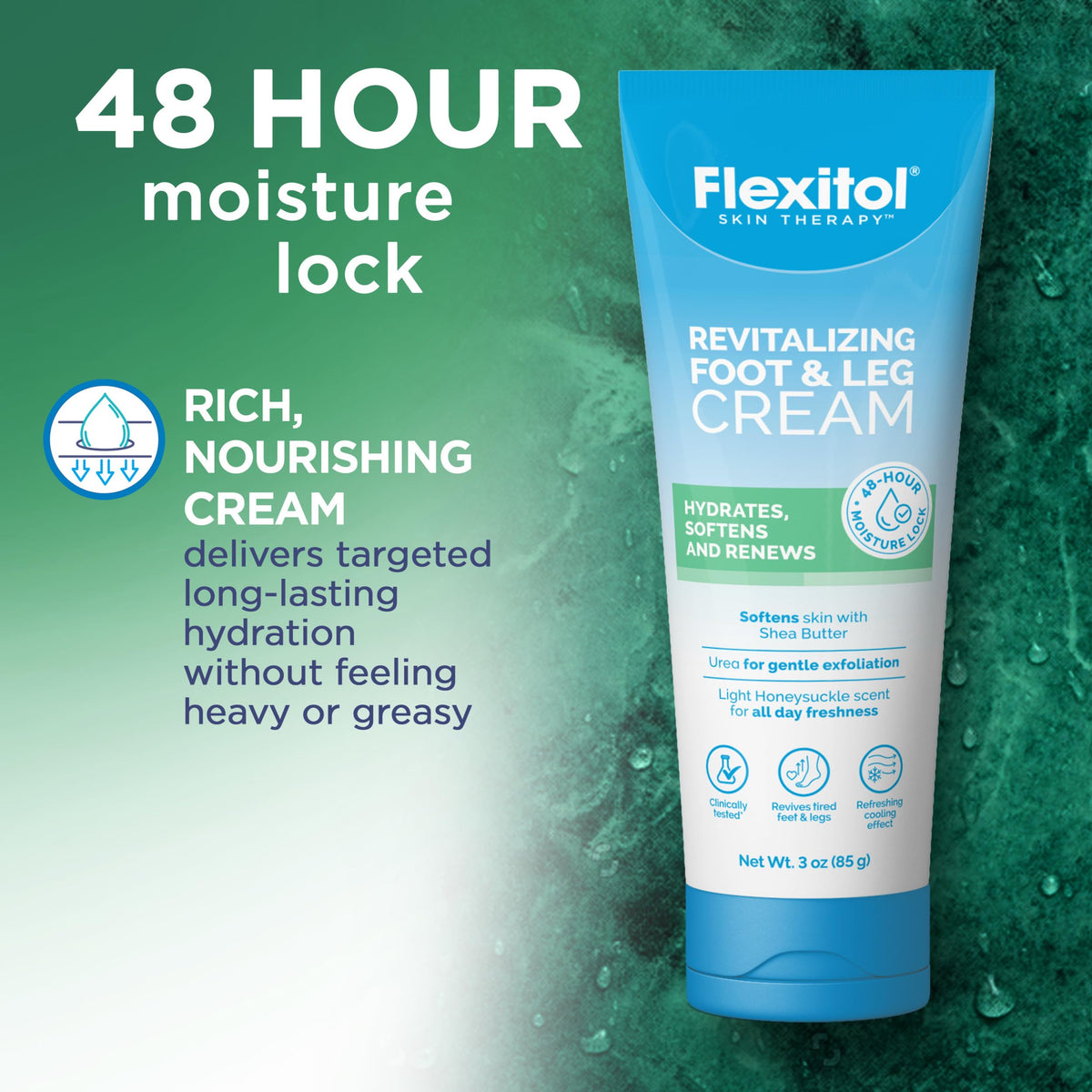 Flexitol applied to heel demonstrating targeted hydration and smoother skin