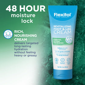 Flexitol applied to heel demonstrating targeted hydration and smoother skin