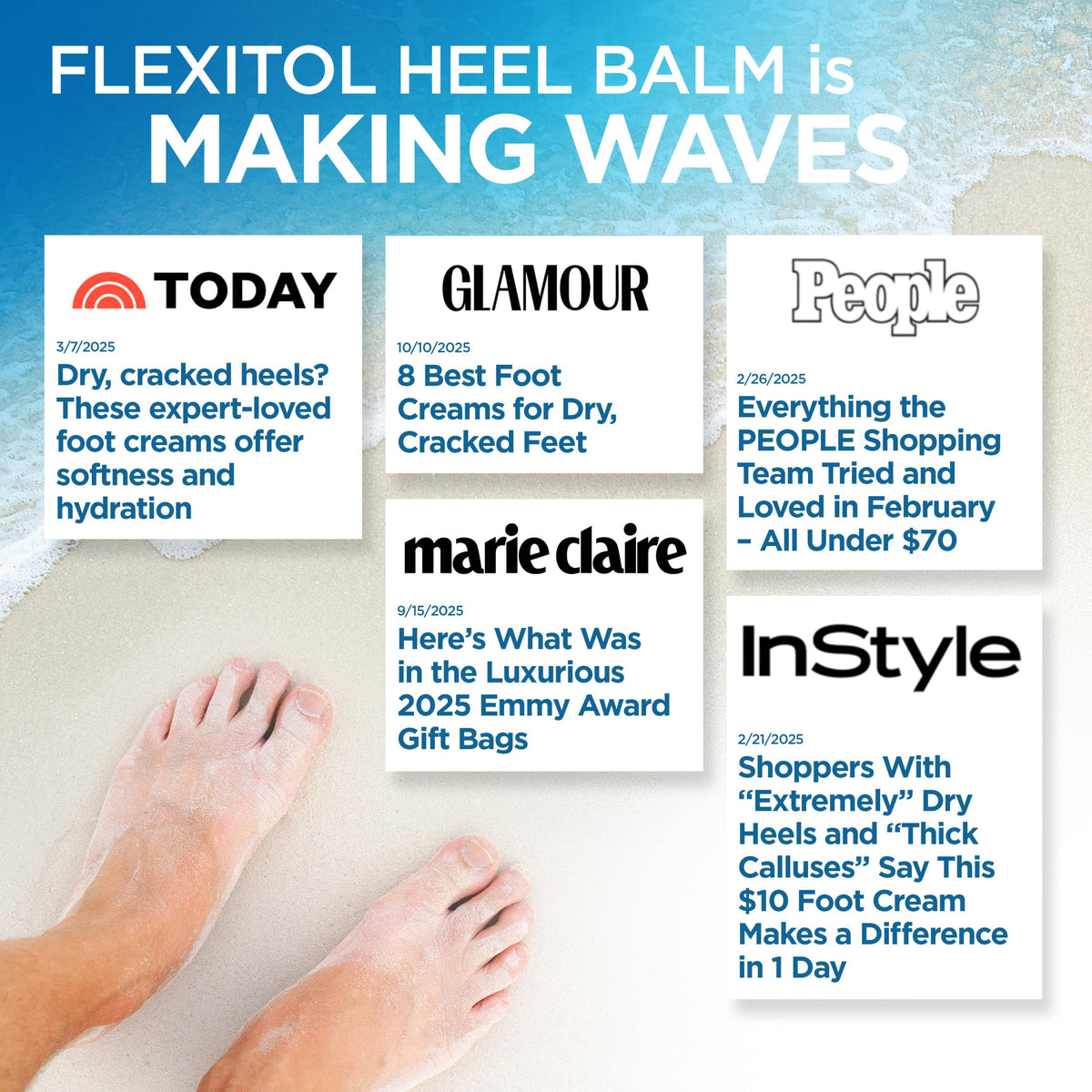 Before and after heels composite showing Flexitol improving skin texture