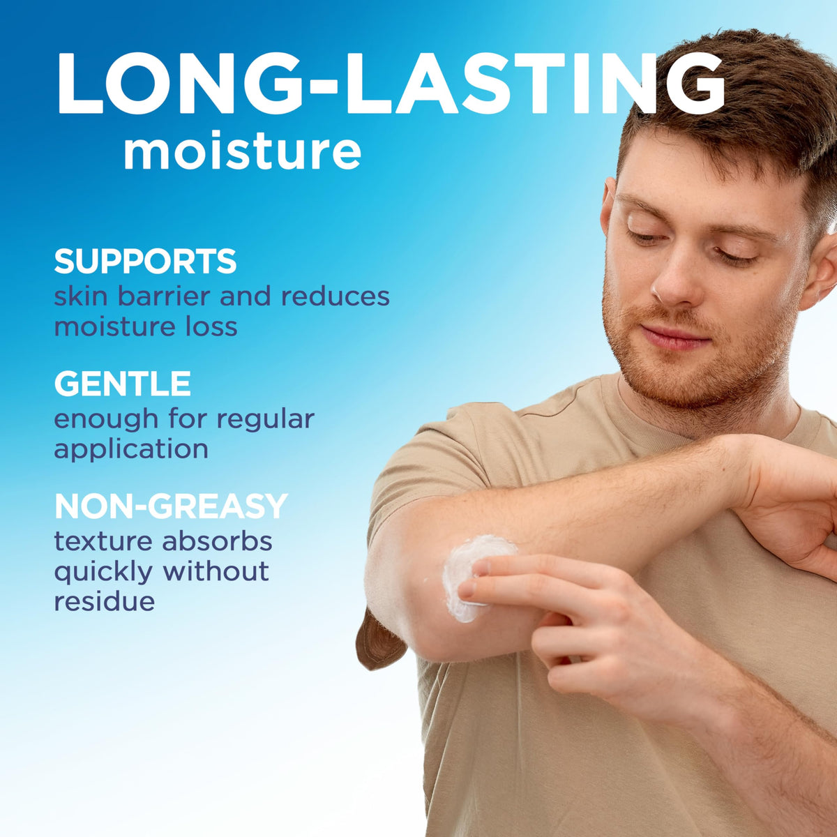 Flexitol cream applied on back of hand, brand demonstrating visible hydration