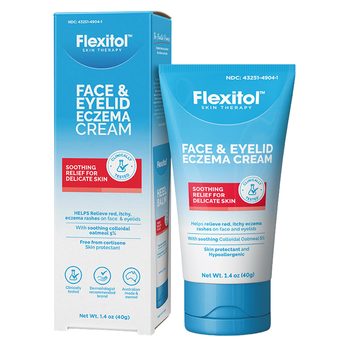 Flexitol front packaging showing tube and label, clear product identity and benefit
