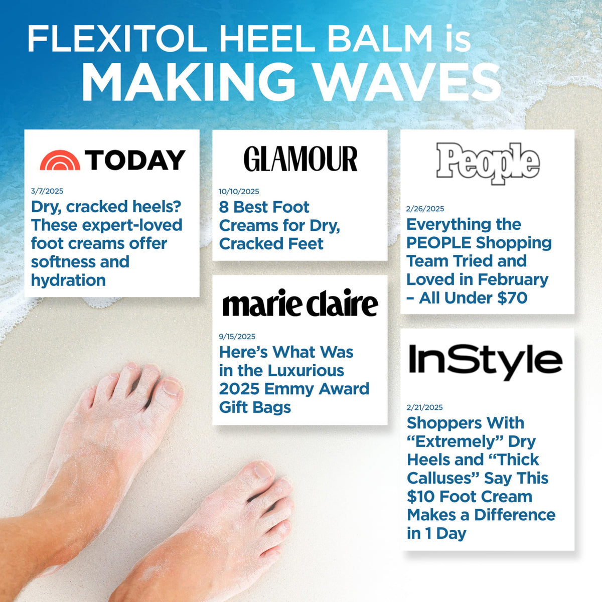 Flexitol heel balm label with APMA seal showing podiatrist endorsement