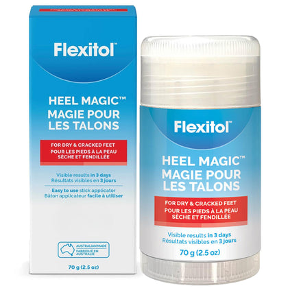 Flexitol front packaging showing stick design and benefit for cracked heels