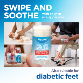 Flexitol being applied to heel showing targeted relief and convenience