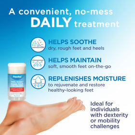 Flexitol held in hand for scale emphasizing travel-friendly benefit