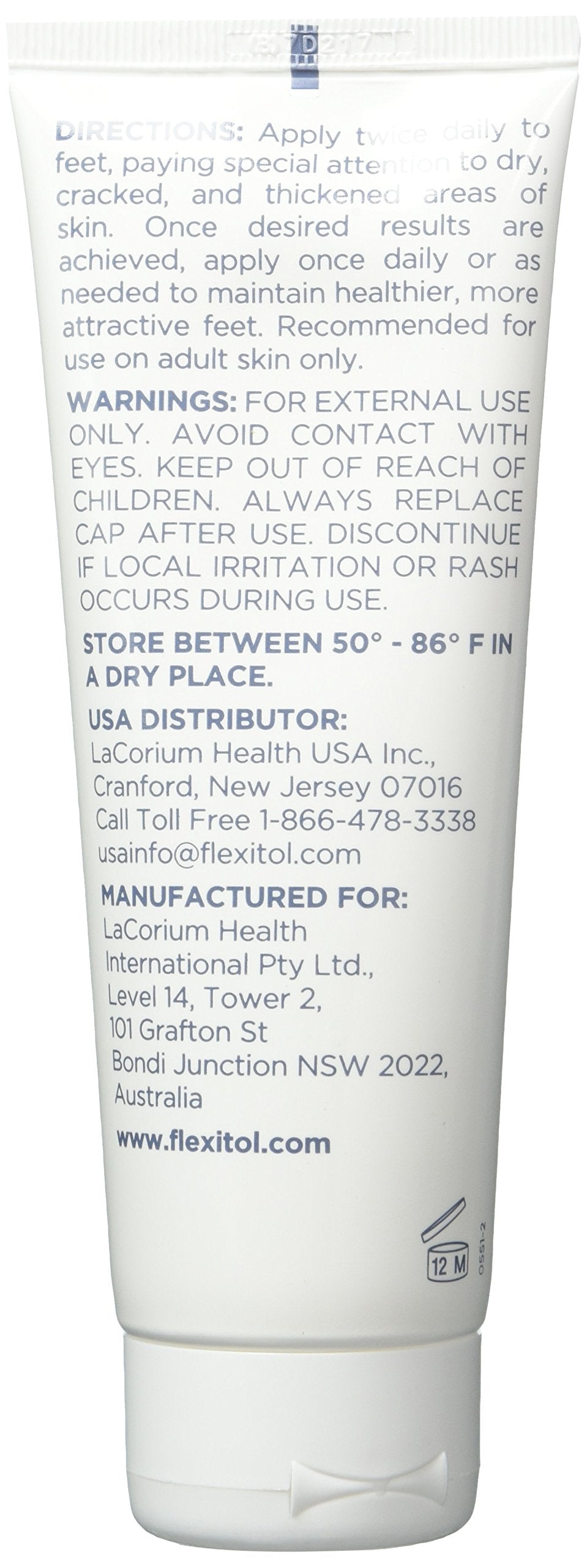 Flexitol tube close-up showing cream texture and rich moisturizing consistency for effective repair