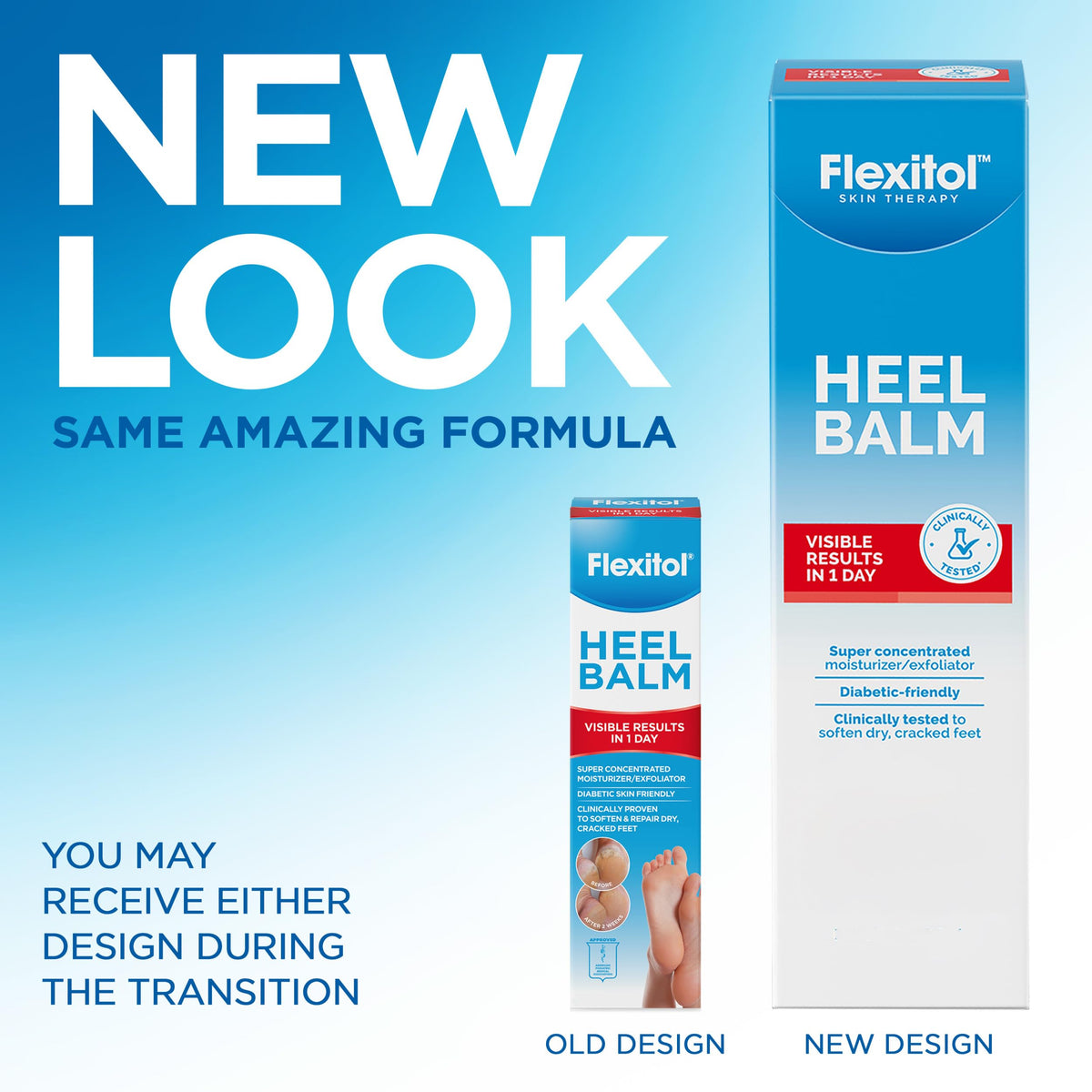 Flexitol tube close-up ingredient label highlighting active urea benefit