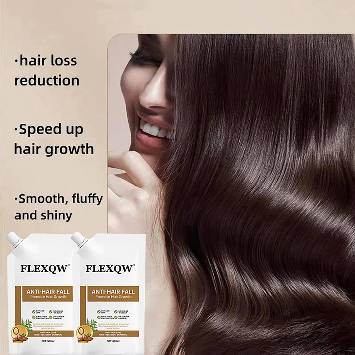 FLEXQW in-shower application on hair demonstrating improved manageability