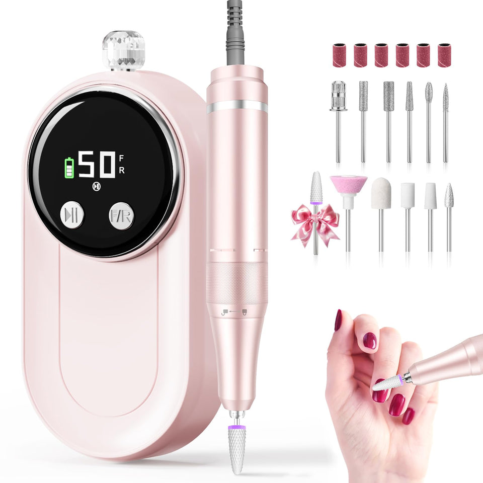 FLORAVIC front view of cordless nail drill showing compact design and portability
