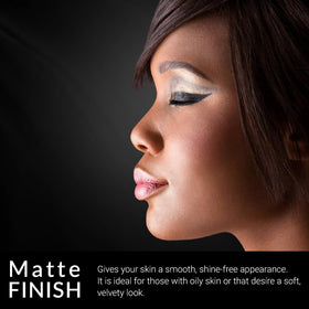 Flori Roberts before and after split face showing concealed imperfections and matte look