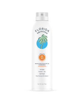 Florida Squeezed front packaging showing SPF 50 and benefits on bottle