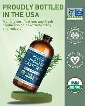 Florisan castor oil pouring close-up showing smooth texture and deep moisturizing benefit
