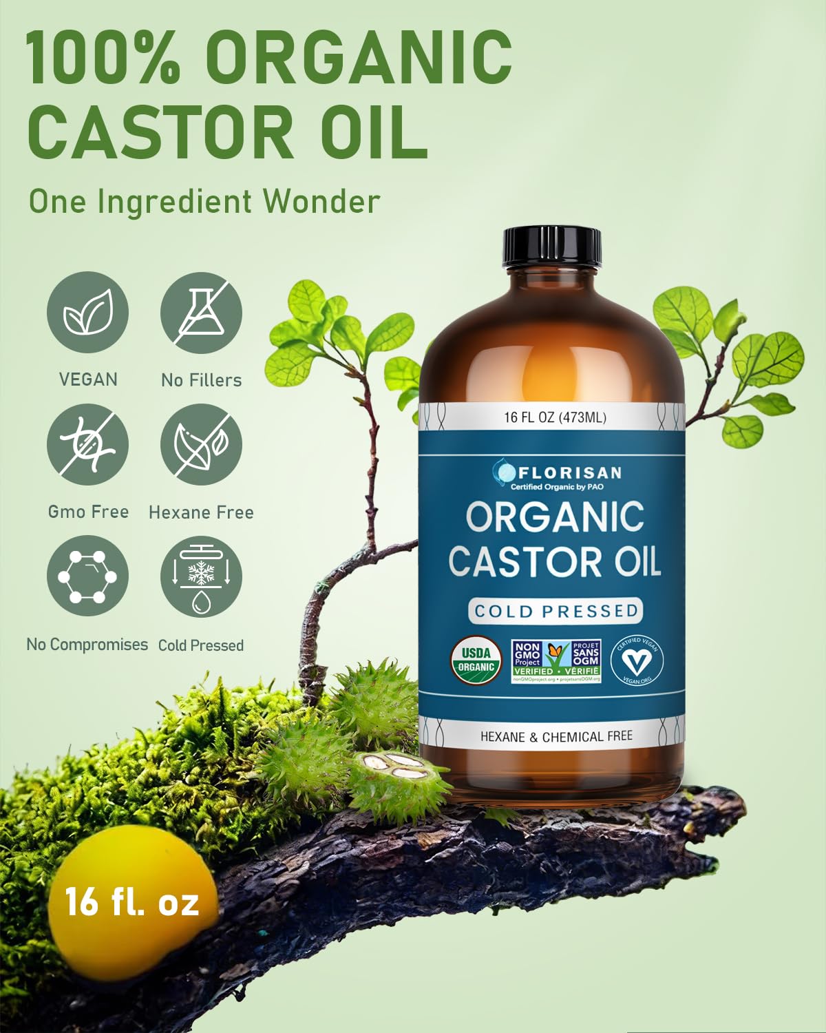 Florisan castor oil being massaged into scalp to demonstrate nourishment and improved hair condition