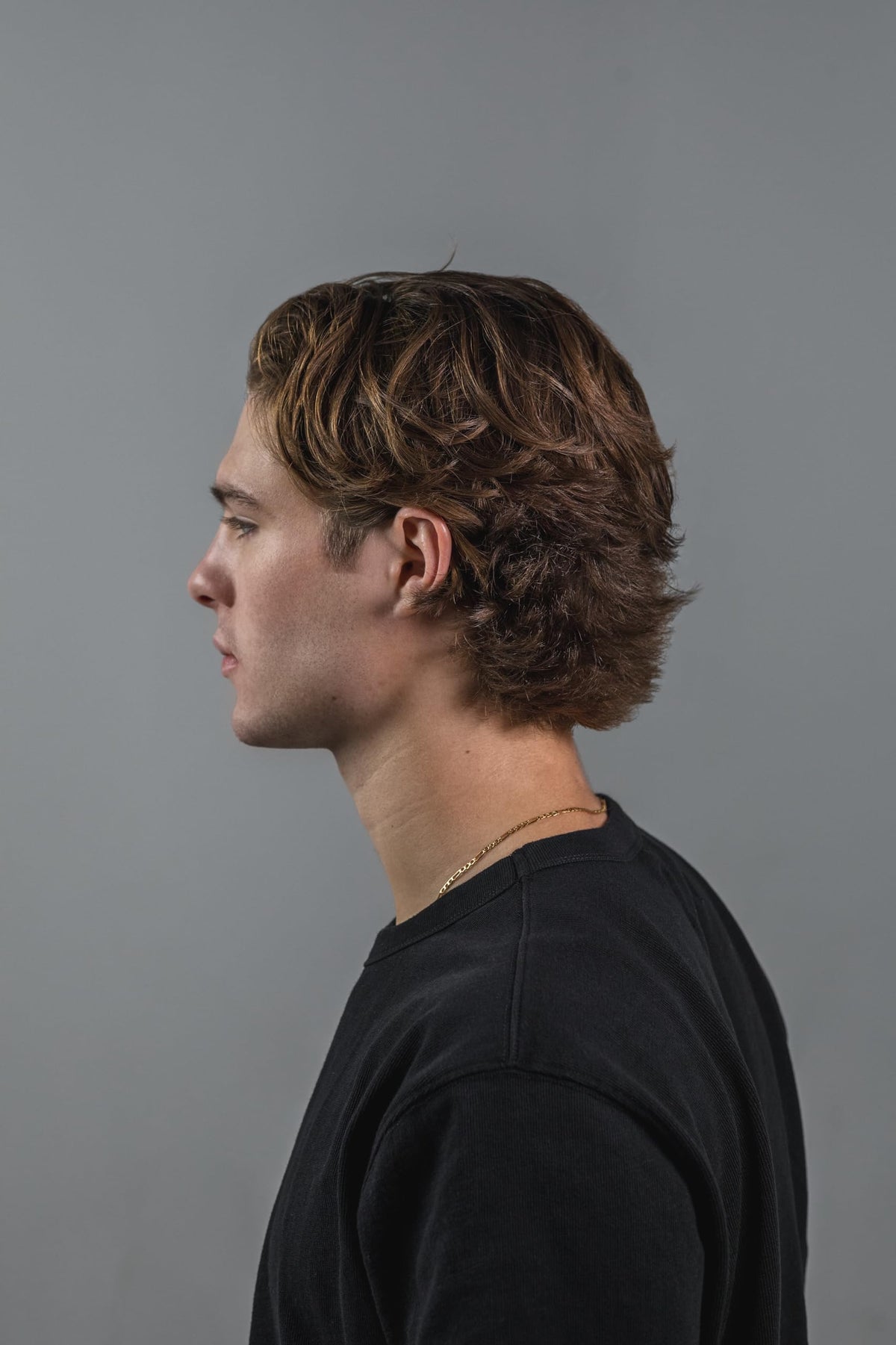 Flow Bros styled hair side profile, added volume and natural matte look