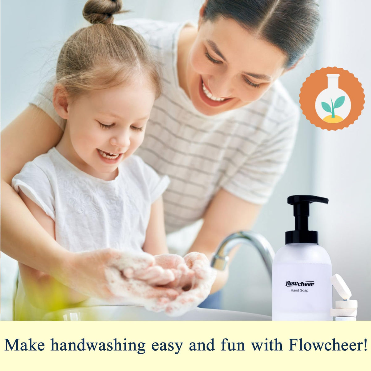 flowcheer dissolving tablet in bottle demonstrating easy refill