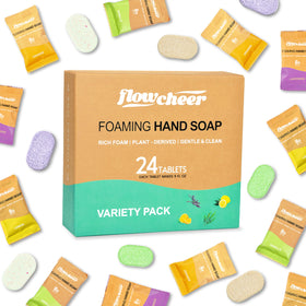 flowcheer front packaging showing 24-pack and eco message, saves space