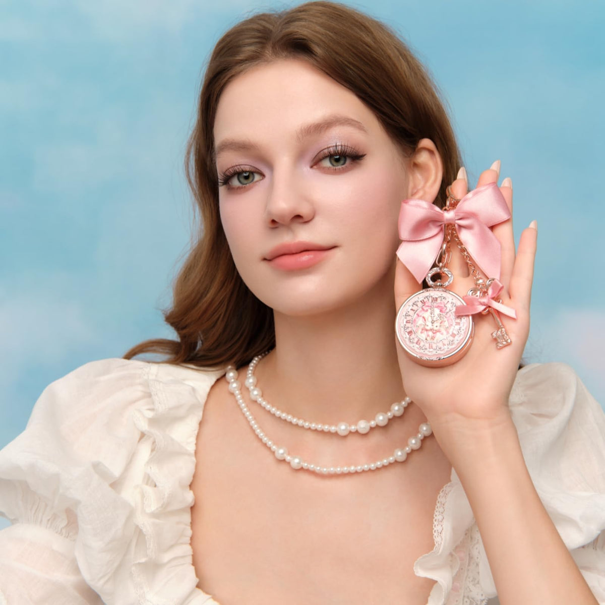 Flower Knows keychain cap clipped to a purse offering quick access benefit