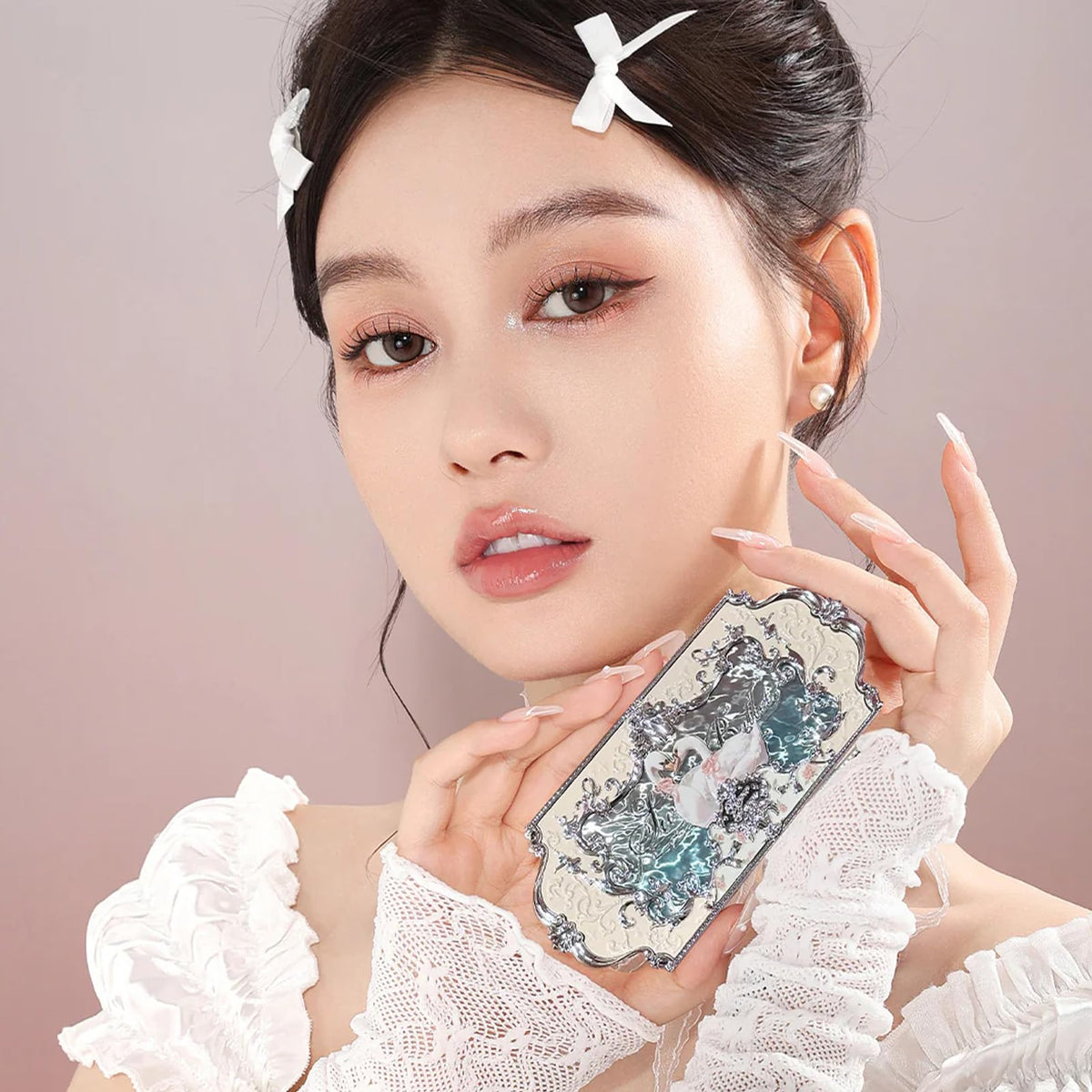 Flower Knows matte shades blended on skin to show buildable, even color