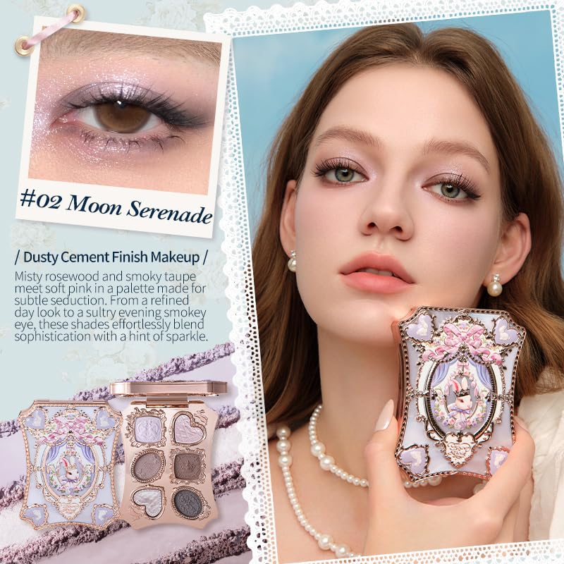 Flower Knows open Moon Serenade palette revealing six lavender and neutral shades, easy on-the-go application