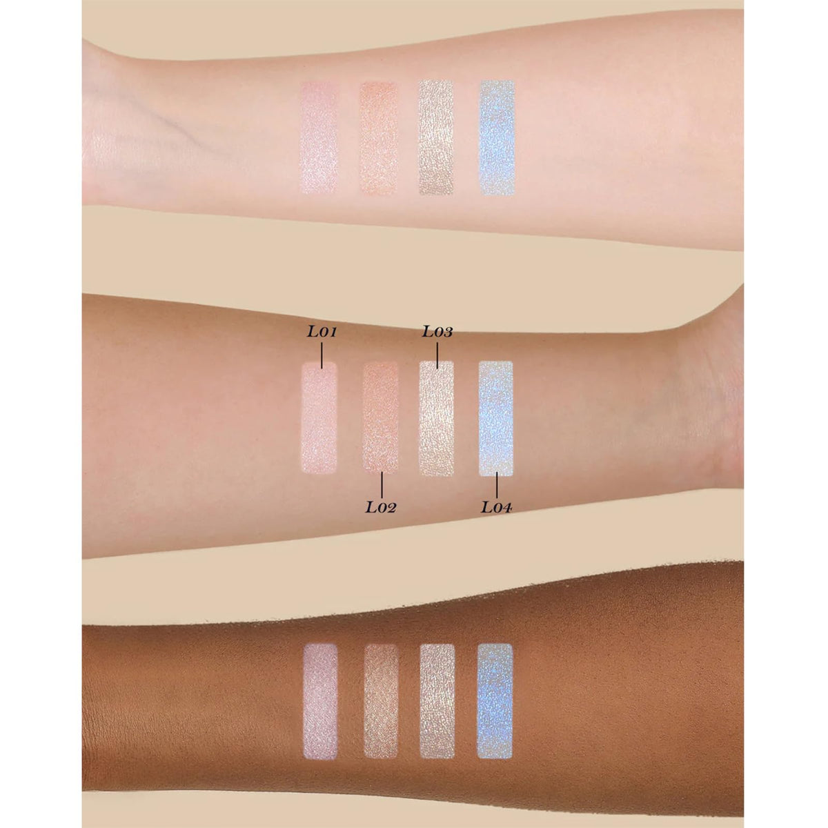 Flower Knows powder texture close-up revealing silky finish and fine-milled shimmer benefit: smooth blendability