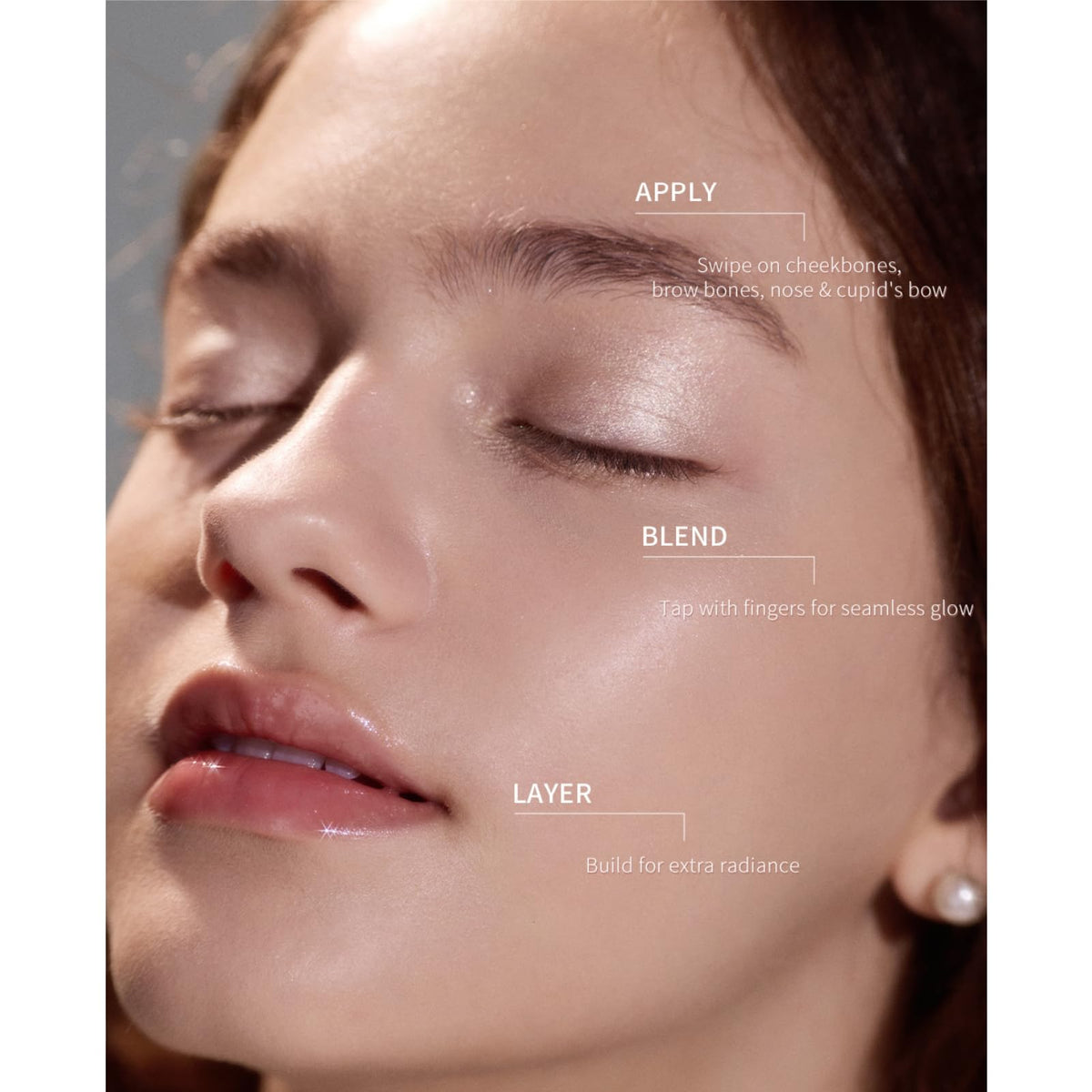 Flower Knows stick applied to inner eye corner demonstrating instant radiance