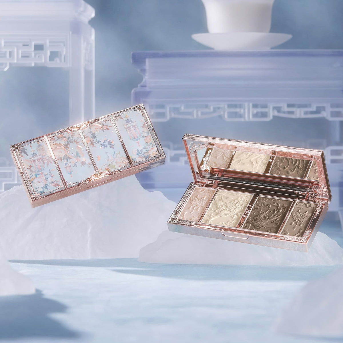 Flower Knows palette on vanity styled for everyday polished makeup routines