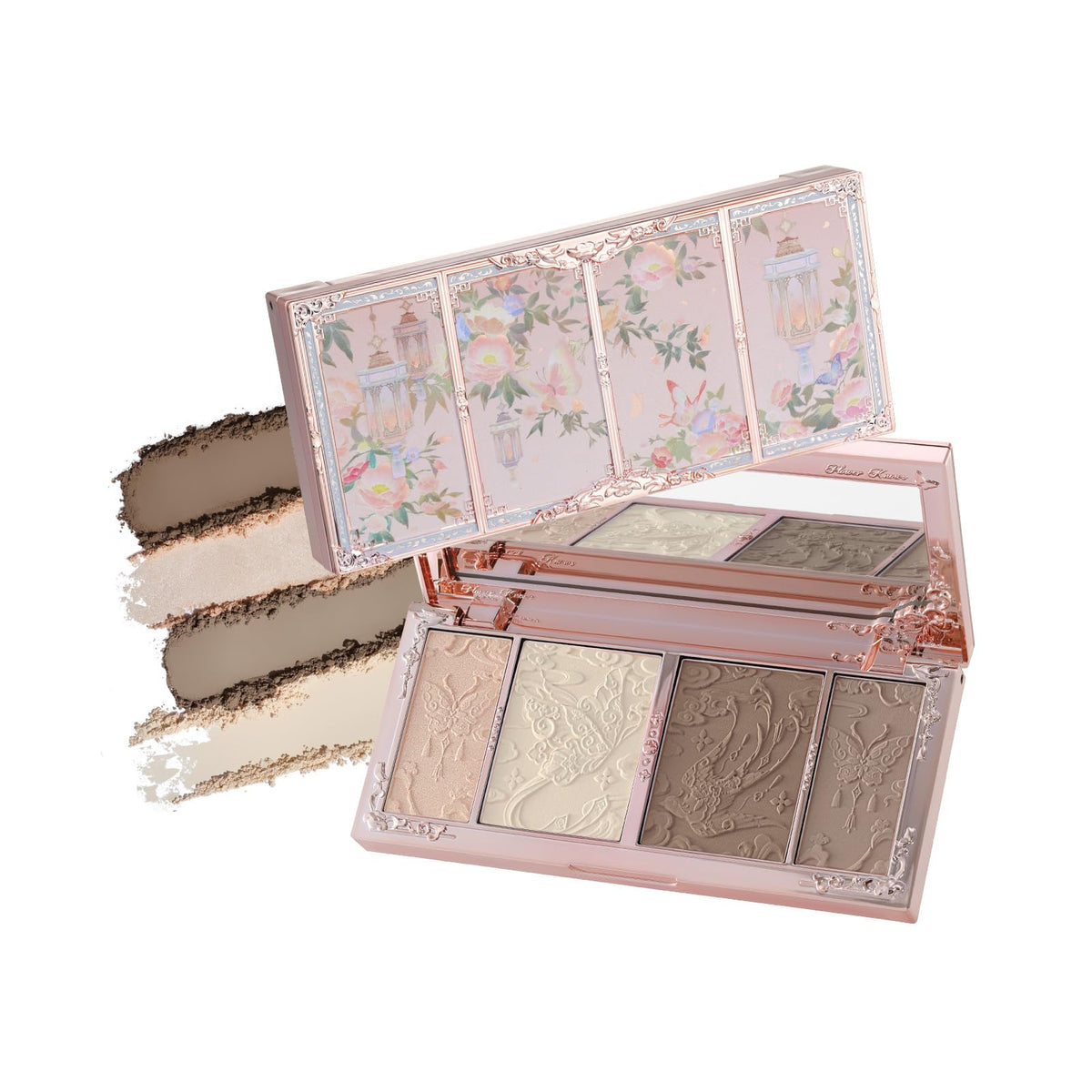 Flower Knows compact front showing ornate embossed lid and gift-ready design