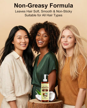 FLOWHYET used on hair ends illustrating lightweight nourishment without weighing hair down