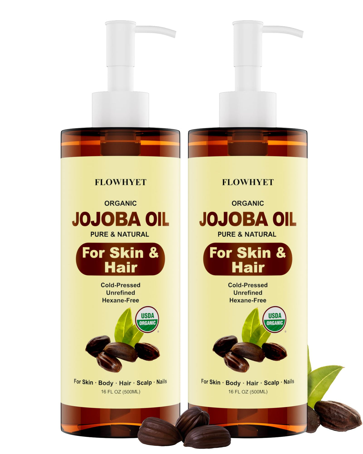 FLOWHYET front packaging showing two 16 fl oz bottles and label benefit
