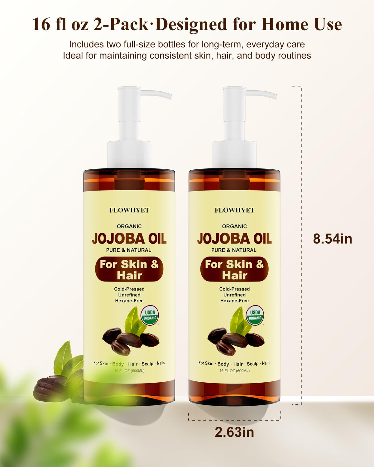 FLOWHYET bottles on bathroom shelf styled for daily routine convenience benefit