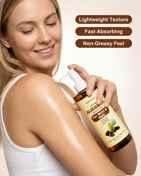 FLOWHYET pouring oil texture close-up showing lightweight absorption benefit
