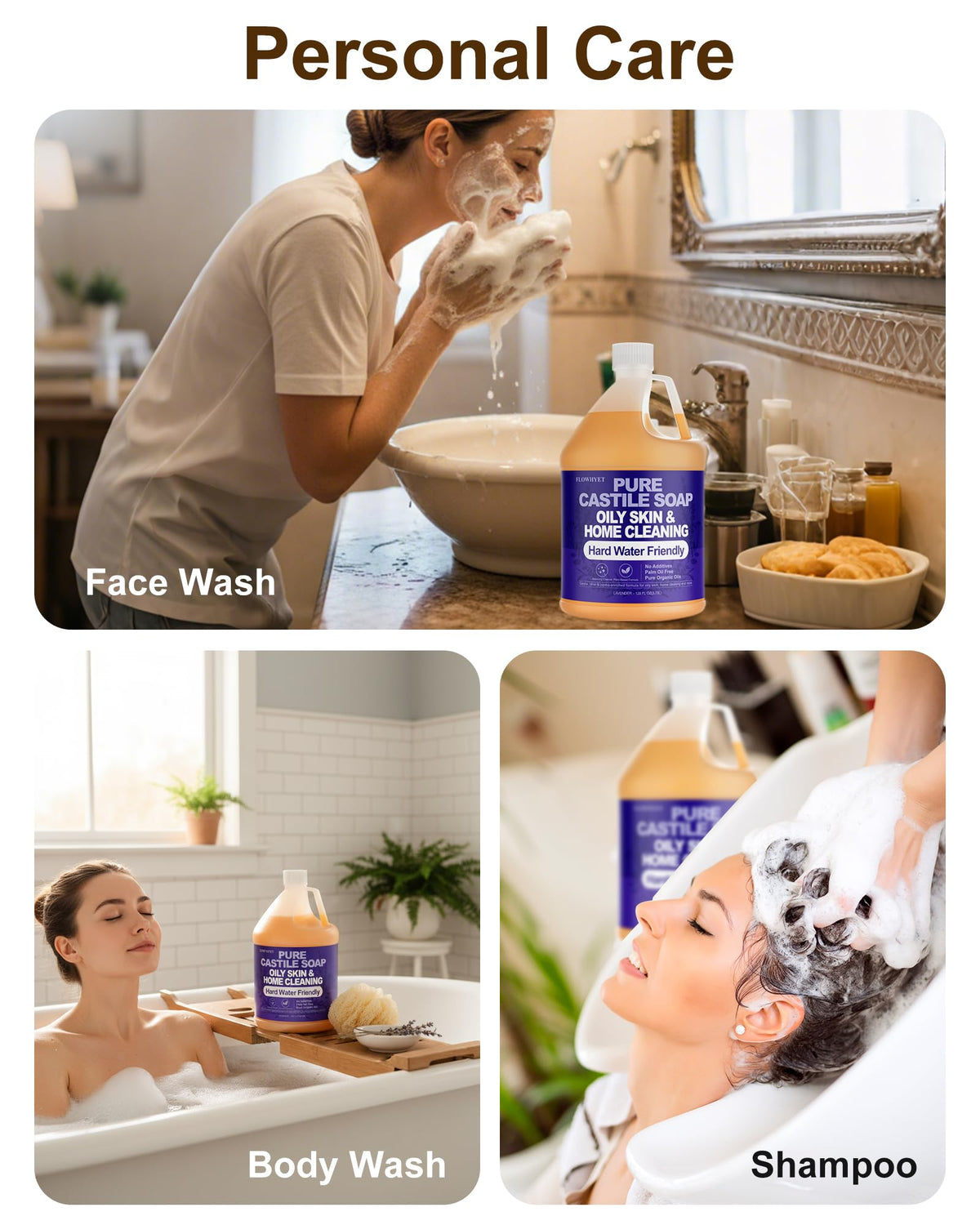 FLOWHYET bottle on bathroom counter suggesting daily body and hand use