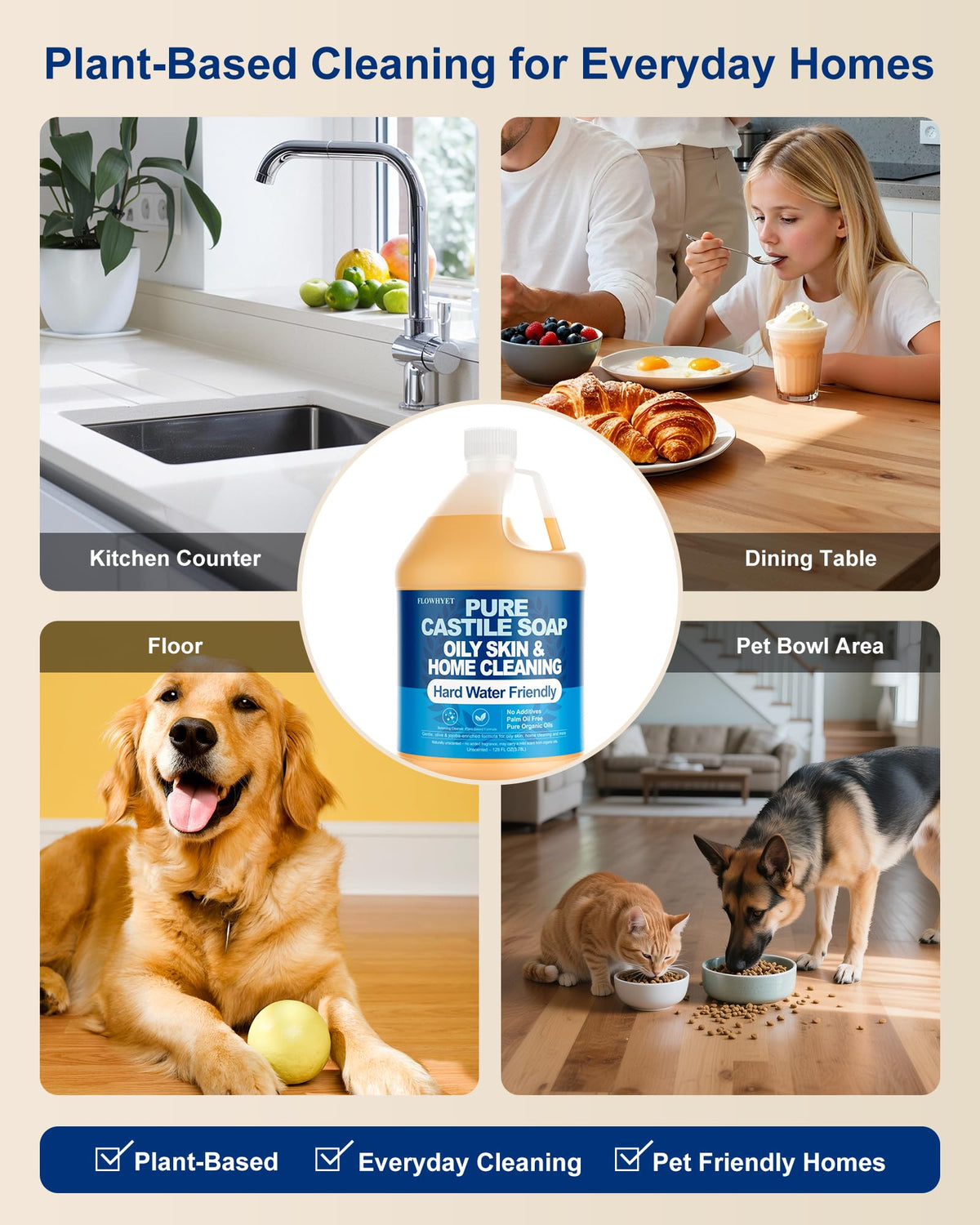 FLOWHYET pouring gallon into pump bottle for easy refill and waste reduction