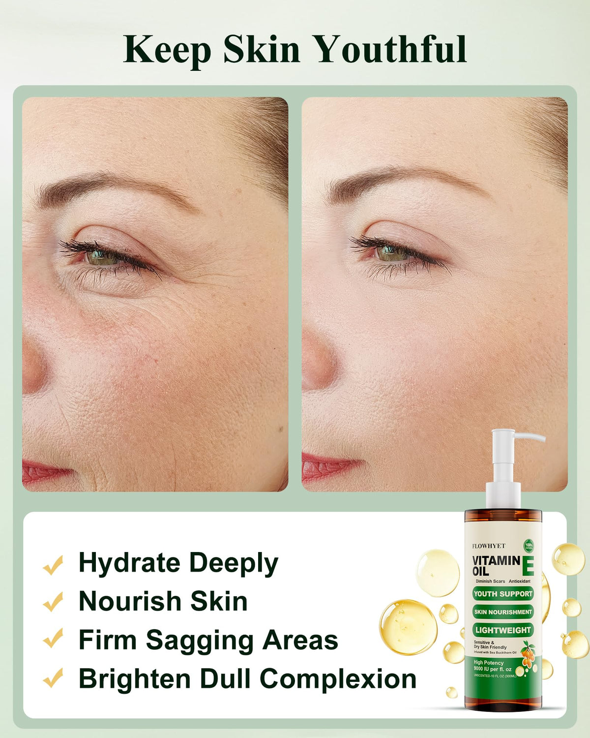 FLOWHYET oil texture on skin demonstrating fast absorption benefit