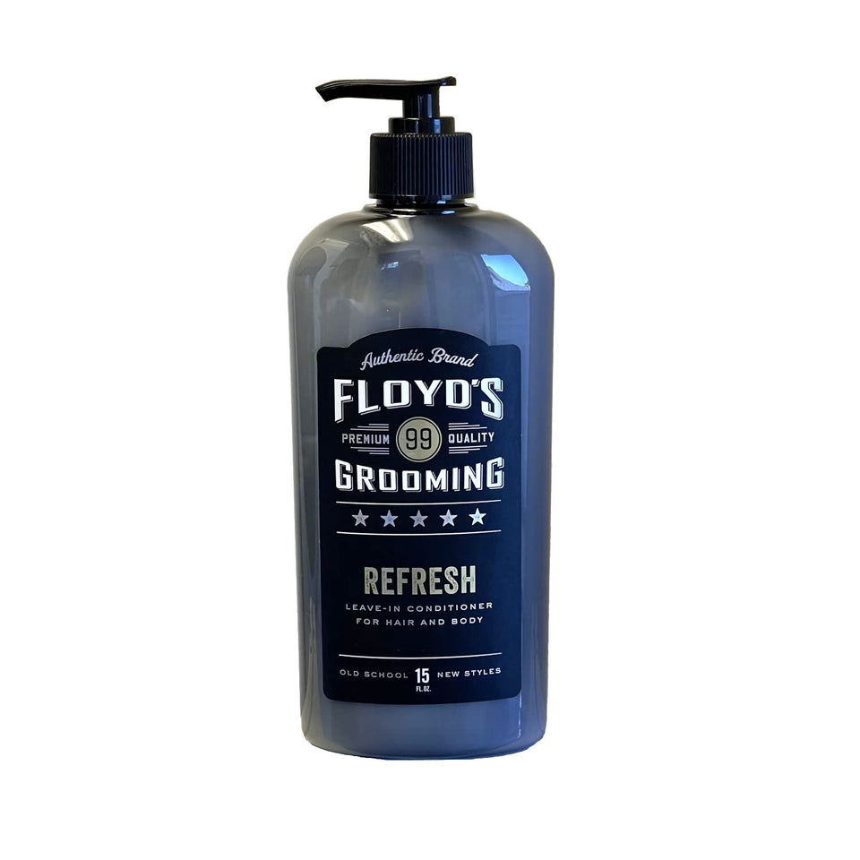 Floyd's 99 bottle front view showing label and 15 oz size, highlights hydration