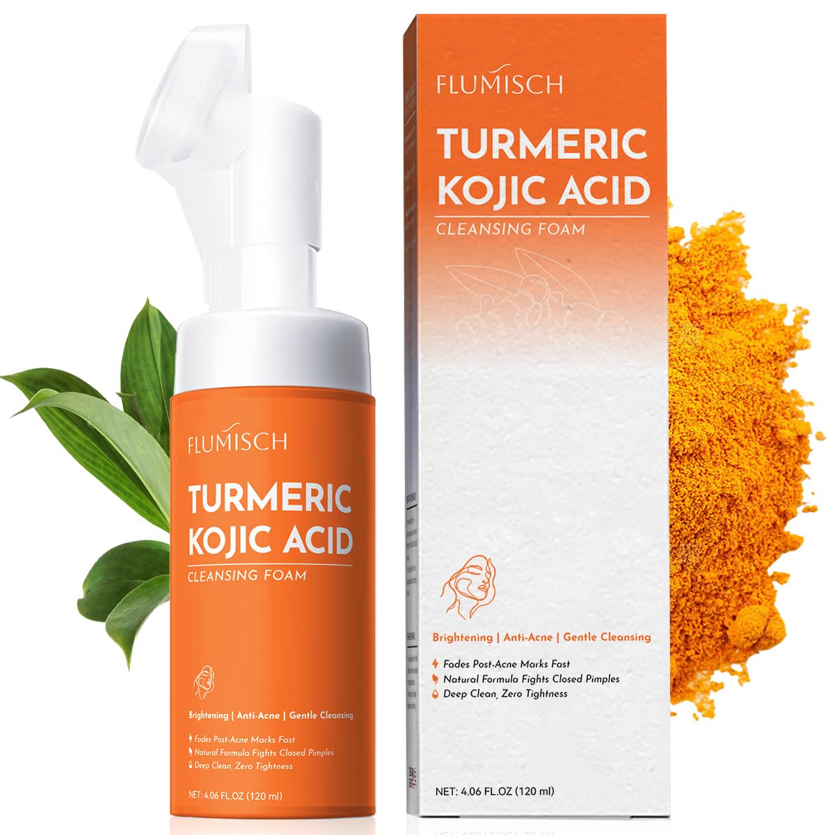 FluMisch front packaging tube showing brightening face wash for clear skin