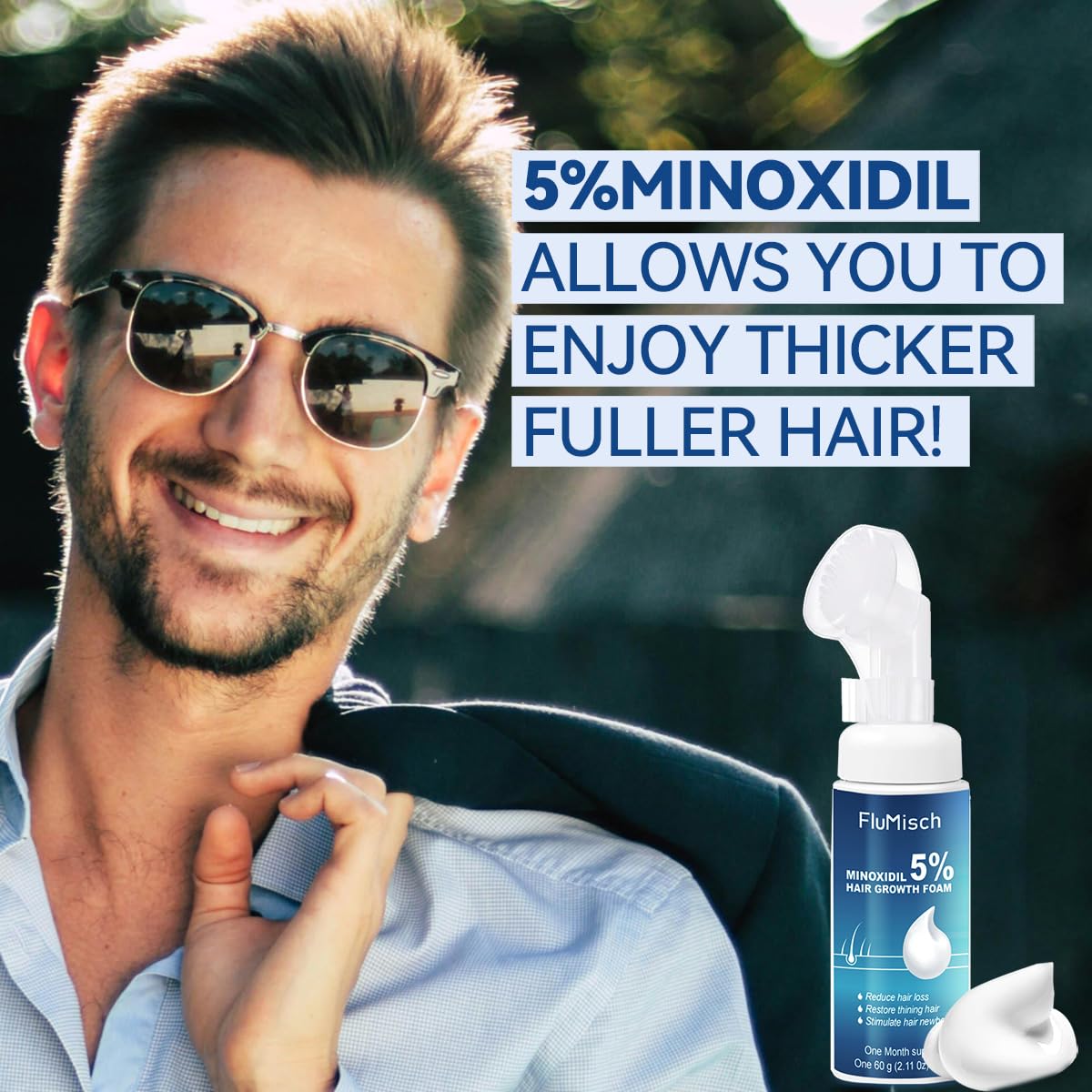 FluMisch ingredients label close-up showing minoxidil and biotin concentrations for clarity