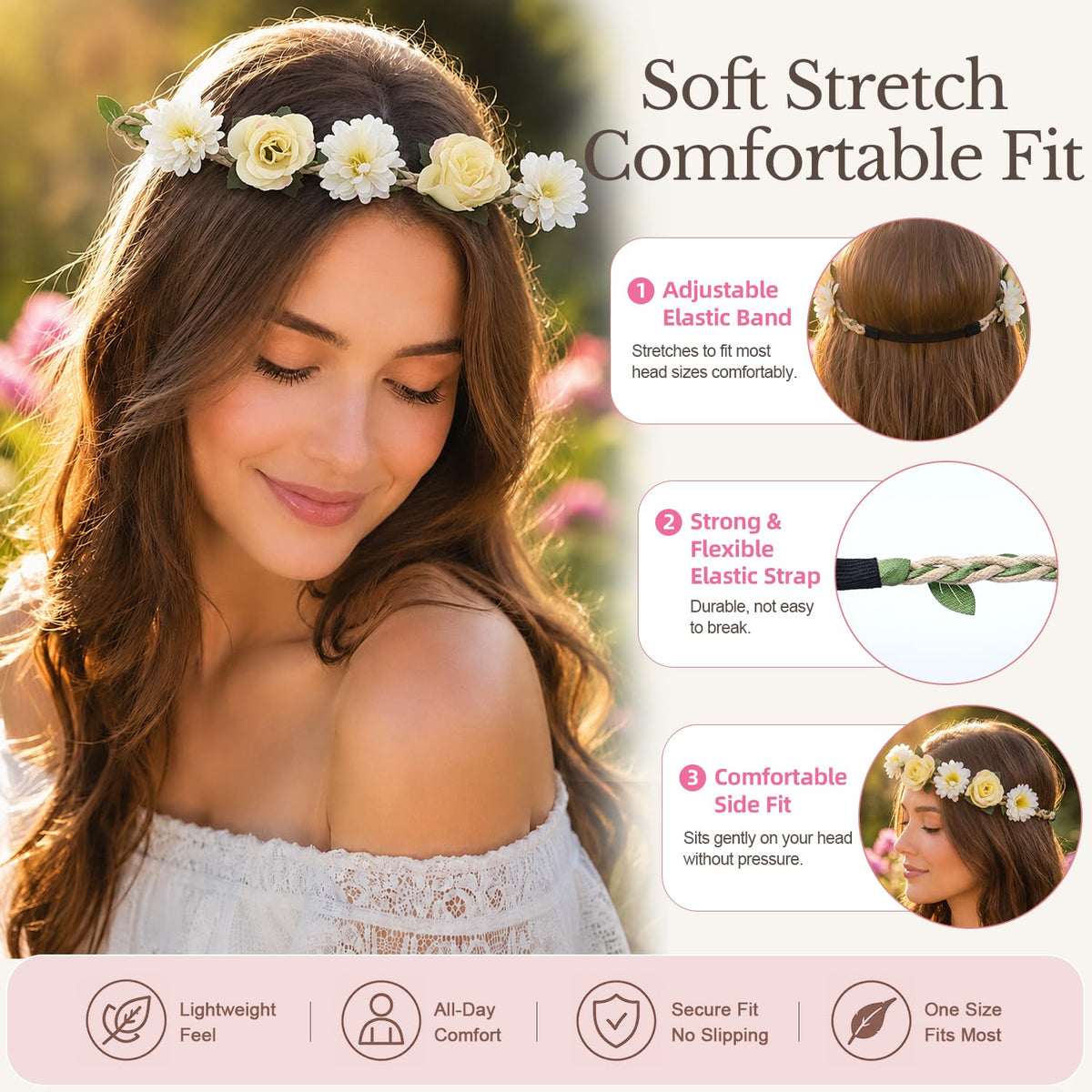 Flyouthe close-up of fabric flowers highlighting texture and realistic petals benefit