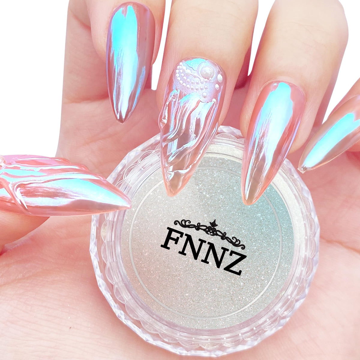 FNNZ Glacier Ocean front jar showing label and pigment