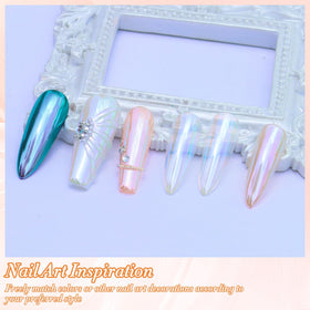 FNNZ pigment swatch on pastel base showing soft mermaid iridescent sheen