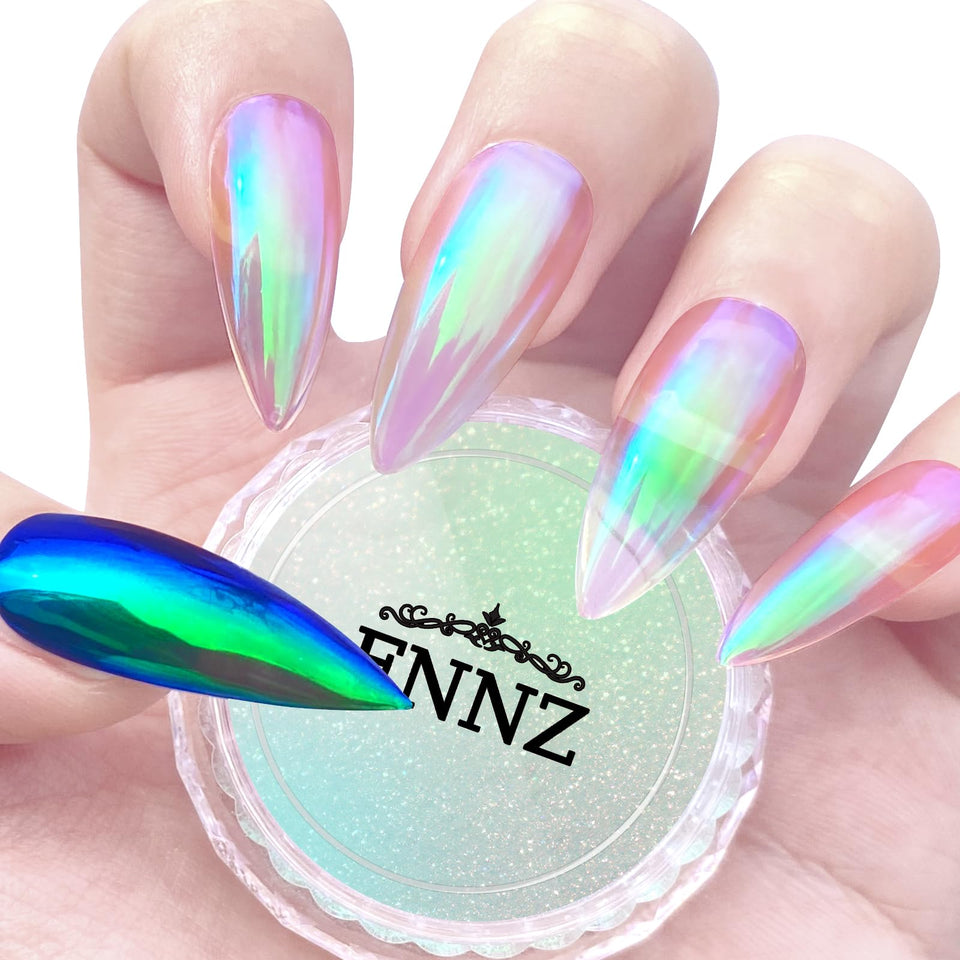 FNNZ jar front view showing Ocean Glimmer pigment and bright chrome appeal