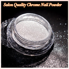 FNNZ white chrome application swirl on tip showing mirror-like aurora effect