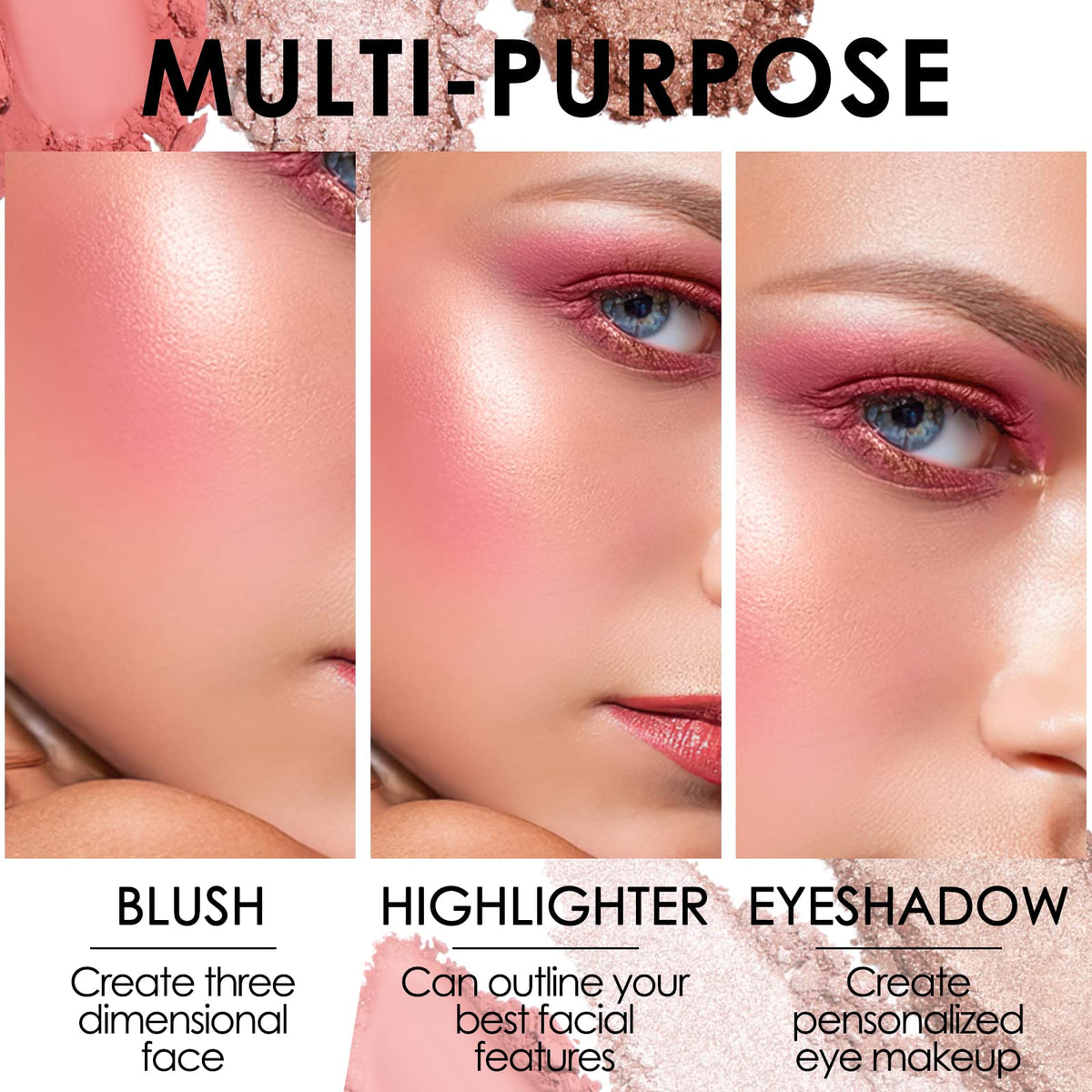 FOCALLURE brush applying blush to demonstrate blendability and even payoff