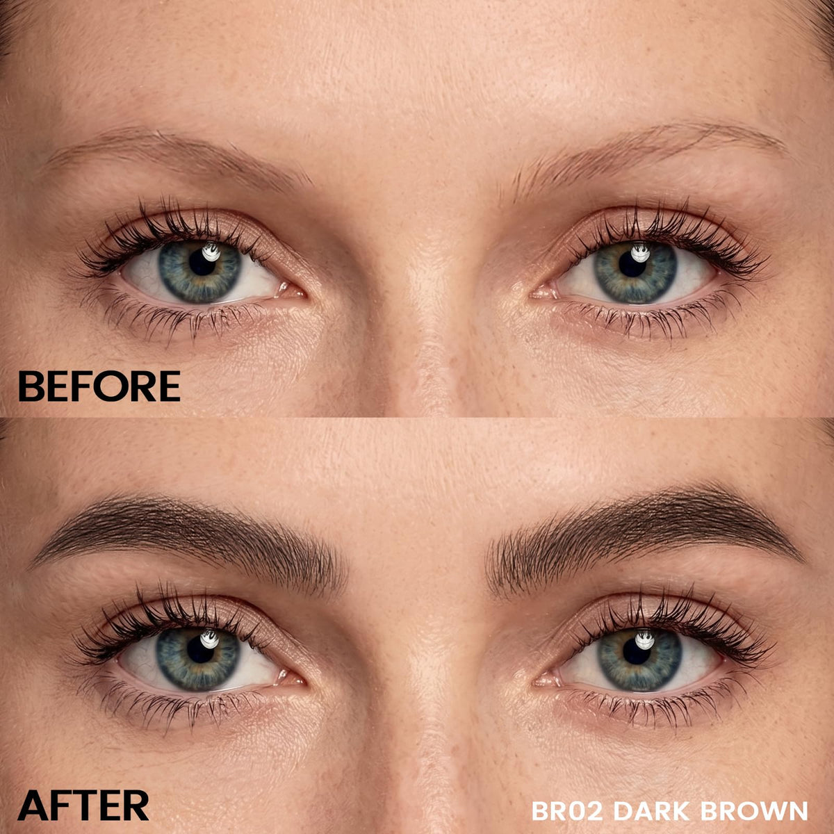 FOCALLURE before and after brows demonstrating fuller natural results