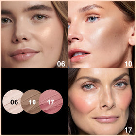 FOCALLURE blush dot applied to cheek showing fresh color payoff and blendable finish