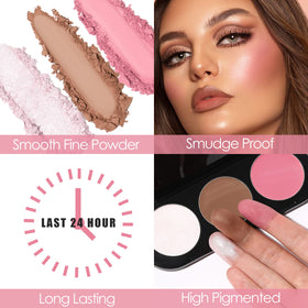FOCALLURE blush powder texture swatch for buildable, even color